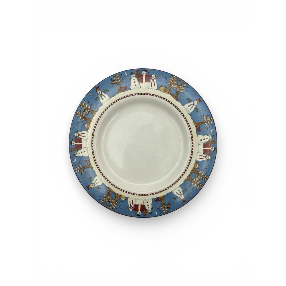 Set Of 4 Debbie Mumm Sakura Snowman Saucers | 6.5 Inches Wide| 1998 |